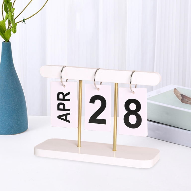 DIYOMR Wooden Perpetual Flip Calendar - Retro Standing Desk Calendar For Home Office, Black, 8.07"x3.54"x4.72" 2 thumbnail image
