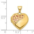 thumbnail image 2 of 14K Yellow Gold Hearts Cut Out 16mm with Pink Fabric Diamond Heart Locket Pendant, 2 of 5