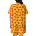 thumbnail image 6 of Fuzoiu fall retro maple leaf Print Women's Short-Sleeved Pajama Set,Lounge Sleepwear Set,Womens Pajama Sets 2 Piece,Button-Up Top and Shorts with Pockets-XX-Large, 6 of 7