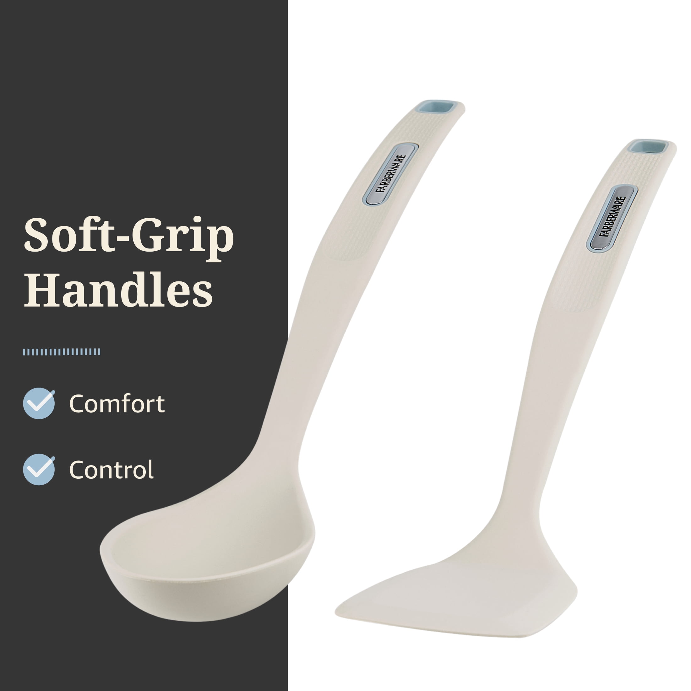 Farberware Soft Grips Silicone Cooking Utensils Set of 2, Spatula and Basting Spoon