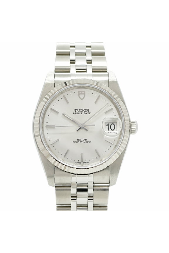 Pre-Owned Tudor Prince Oysterdate 74034 Silver Dial Watch for Men and Women (Good)