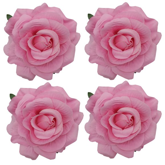 La Homein 4 Pcs/Pack Fleurs de Cheveux Mexicaines Tissu Rose Fleurs de Cheveux Pinces Épingle Broche Accessoires (Rose)
