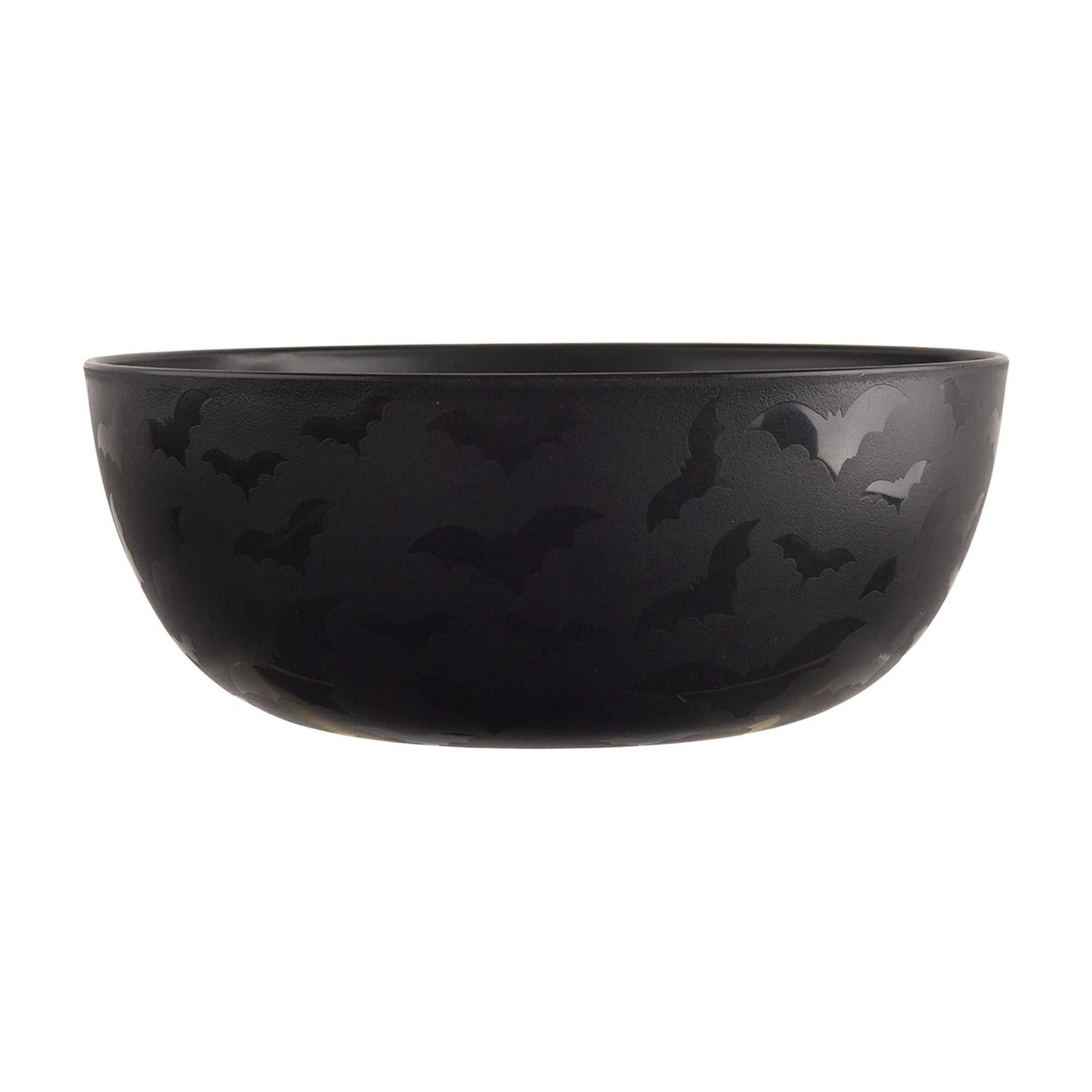 Mainstays 38 Ounce Round Plastic Etched Bats Bowl, Black