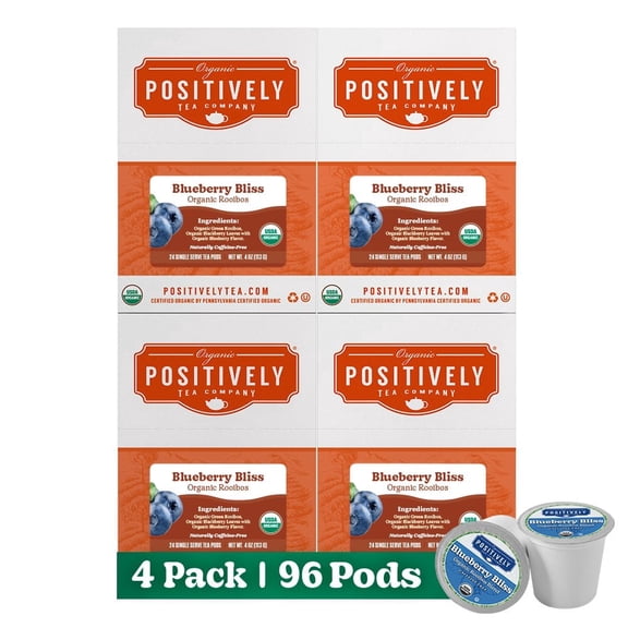 Positively Tea's Organic Blueberry Bliss Rooibos, 96 CT K-cup Compatible Tea Pods