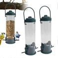 thumbnail image 4 of 2 Set Bird Tube Feeder Plastic Transparent Hanging Finch Feeder Garden Decoration with 2 Vents 2 Ports, 4 of 4