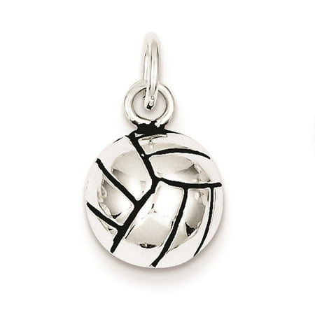 925 Sterling Silver Antiqued Volleyball 15mm x 11mm Charm Pendant