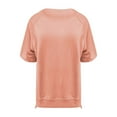 thumbnail image 3 of Baberdicy Women's Mid Sleeve Sweatshirt Loose Fit Round Neck Casual Pullover Lightweight Fall Top, Pink, Xxl, 3 of 8