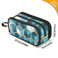 thumbnail image 4 of FORMRS Pencil Case with 3 Compartments Zipper Pouch, Elementary School Level and up, Light Blue Geometric Pattern, 4 of 8