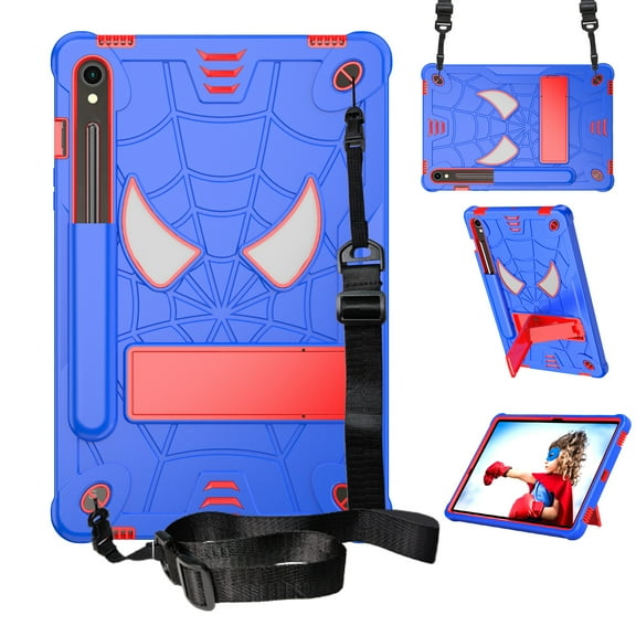 Decase for Samsung Galaxy Tab S9 11" / S9 FE 10.9 Inch,Heavy Duty Shockproof Kid Friendly New Case with Stand & Crossbody Strap,for Samsung Galaxy Tab S9 / S9 FE 2023,Blue Red