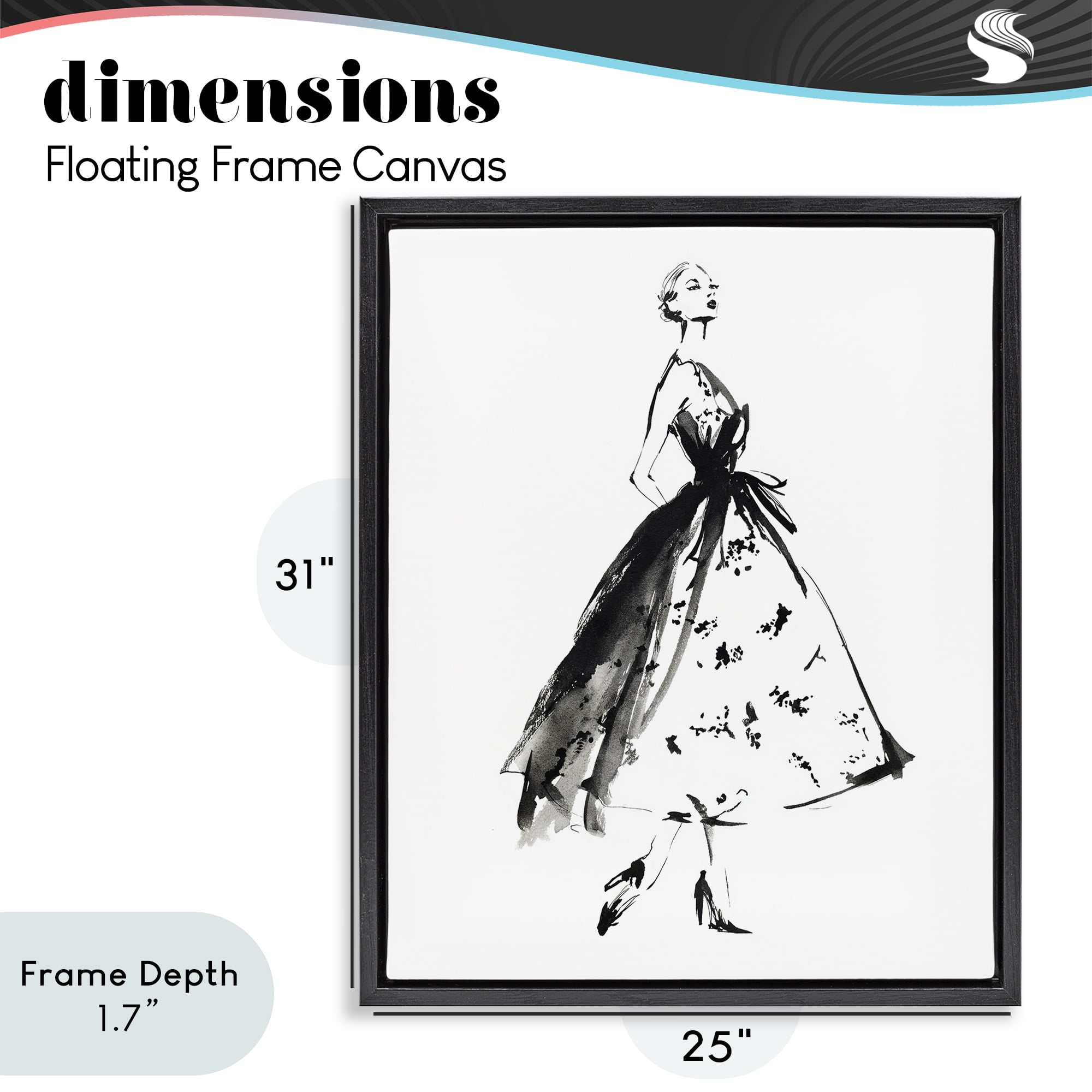 Stupell Industries Ethereal Couture Contour Black Framed Floater Canvas Wall Art, design by Svetlana Aleynikova