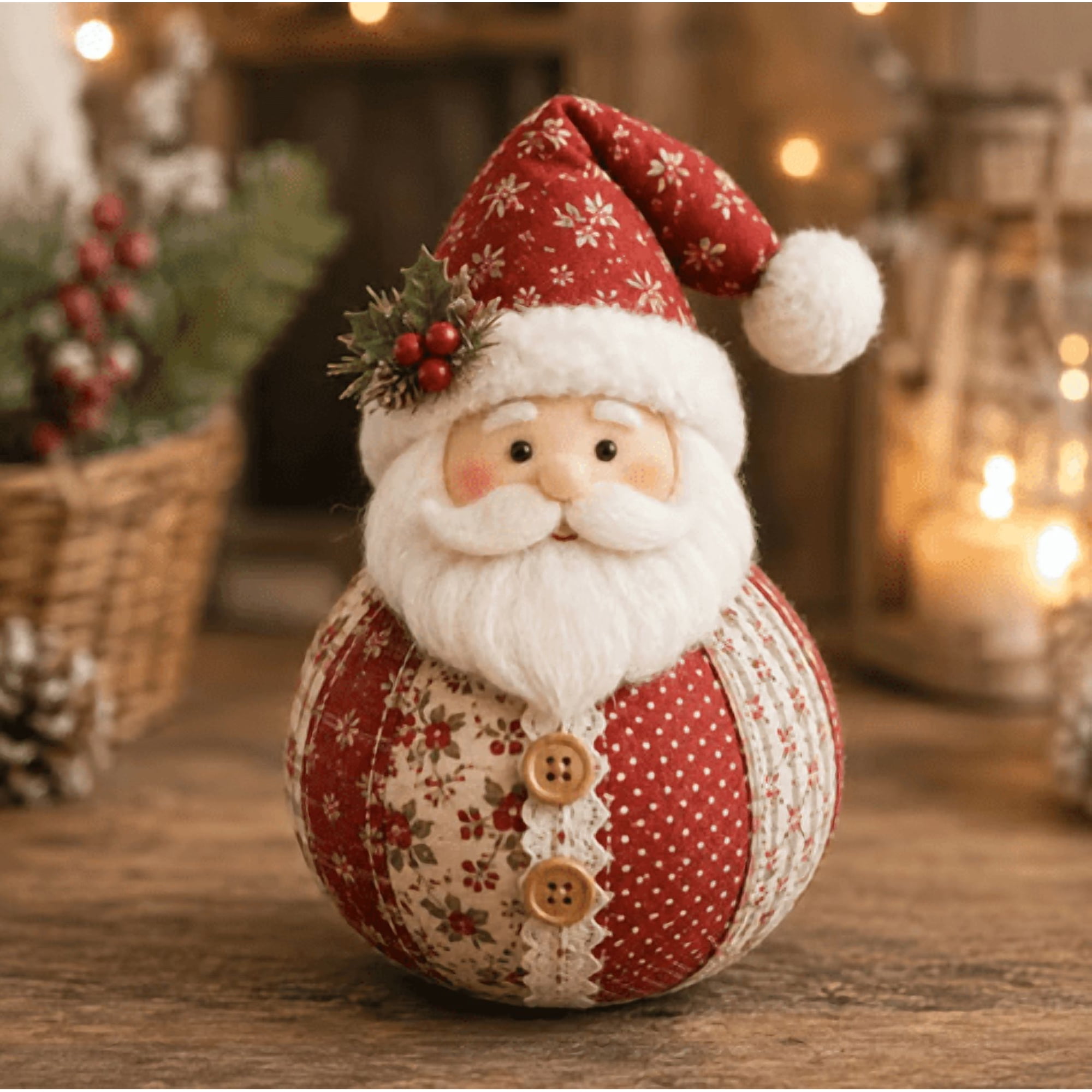 Patchwork Fabric Doll DIY Kit Christmas‑Themed Stuffed Craft Set Hand‑Sewing Supplies for Holiday Decor Creation and Indoor Seasonal Display Projects