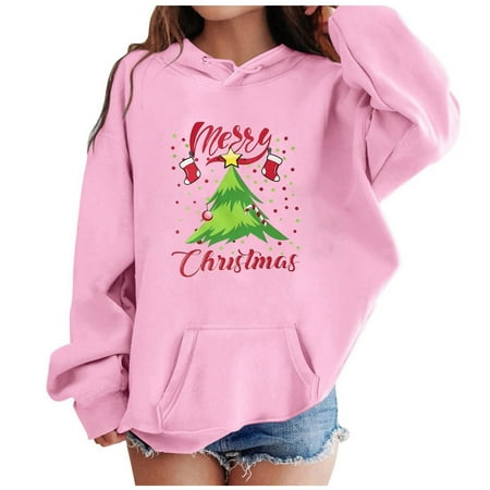 Toddler Boys Christmas Hoodies Graphic Casual Long Sleeve Hoodie Sweatershirt Pullover Holiday Hoodie Boys Girl Clothes 8-9 Years