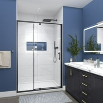 Flexi 44-48"x71" Frame Shower Door in Matte Black,Water Repellent Glass with Seal Strip Parts and Handle,6mm Glass Shower Door