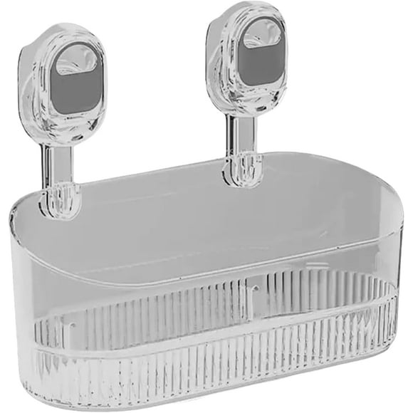 Égouttoir de Salle de Bain Sans Perçage, Boîte de Rangement à Ventouse Sans Perçage – Grande Capacité et Forte Capacité de Charge, Motif Glacier Étagère à Ventouse Serviteur de Douche (Gris)