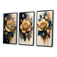 thumbnail image 3 of Designart "Roses in Yellow and Blue Hues I" Floral & Botanical Framed Wall Art Set Of 3 - Yellow Rose Frame Gallery Wall Set For Home Decor, 3 of 6
