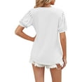 thumbnail image 6 of Coduop Women Short Puff Sleeve Tunic T-Shirt,Solid Color V-Neck Loose Shirts Summer Casual Tops, 6 of 7