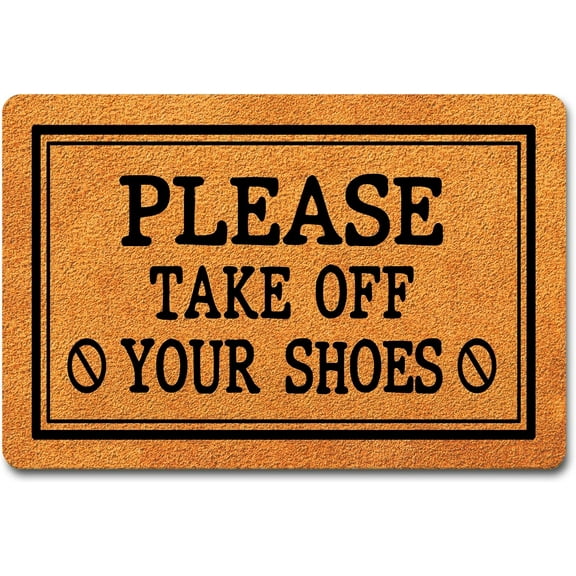 Please Take Off Your Shoes Mats for Front Door Entry Front Porch Doormat Non-Slip Carpet Rugs Floor Mat Decorative for Home Bathroom Kitchen Indoor 18x30 Inch