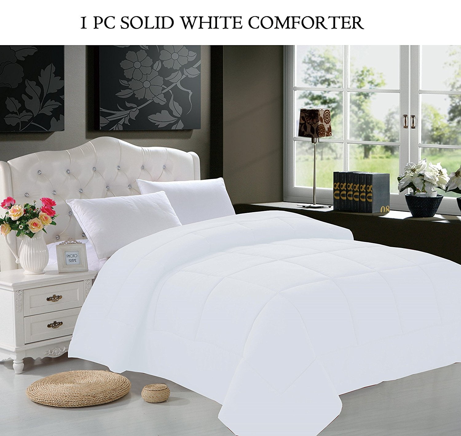 1pc Solid White Comforter Full Queen, Solid White Duvet Cover King