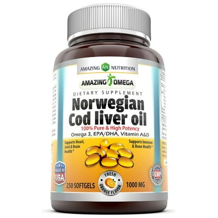 Norwegian Cod Liver Oil - Amazing Omega Norwegian Cod Liver Oil 1000 Mg 250 Softgels Fresh Orange