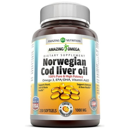 Amazing Omega Norwegian Cod Liver Oil 1000 Mg 250 Softgels Fresh (Best Norwegian Fish Oil)