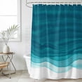 thumbnail image 6 of Polyester Fabric Ombre Teal Waves Shower Curtain, Abstract Art Gradient Modern Waterproof Bathtub Curtain Bathroom Decor Set with Hooks 72 x 84 Inches, 6 of 6