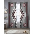 thumbnail image 5 of Red Gray Semi Sheer Window Curtains 84 Inches Long, Southwest Retro Ethnic AztecTexture Bohemian Rod Pocket Voile Silky Chiffon Curtain Light Filtering Drapes for Living Room, 52"x84", 2 Panels, 5 of 9