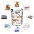 thumbnail image 6 of LNWH Laundry Basket, Cartoon Woman and Cats Pattern Foldable Laundry Hamper with Handles Waterproof, Medium Size, 6 of 8