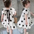 thumbnail image 1 of EIMELI Aosijia Filles Polka Dot Princesse Robe d'Été Enfants Manches Courtes Arc Imprimé Robe Enfants Jupe Robe Douce, 1 of 13