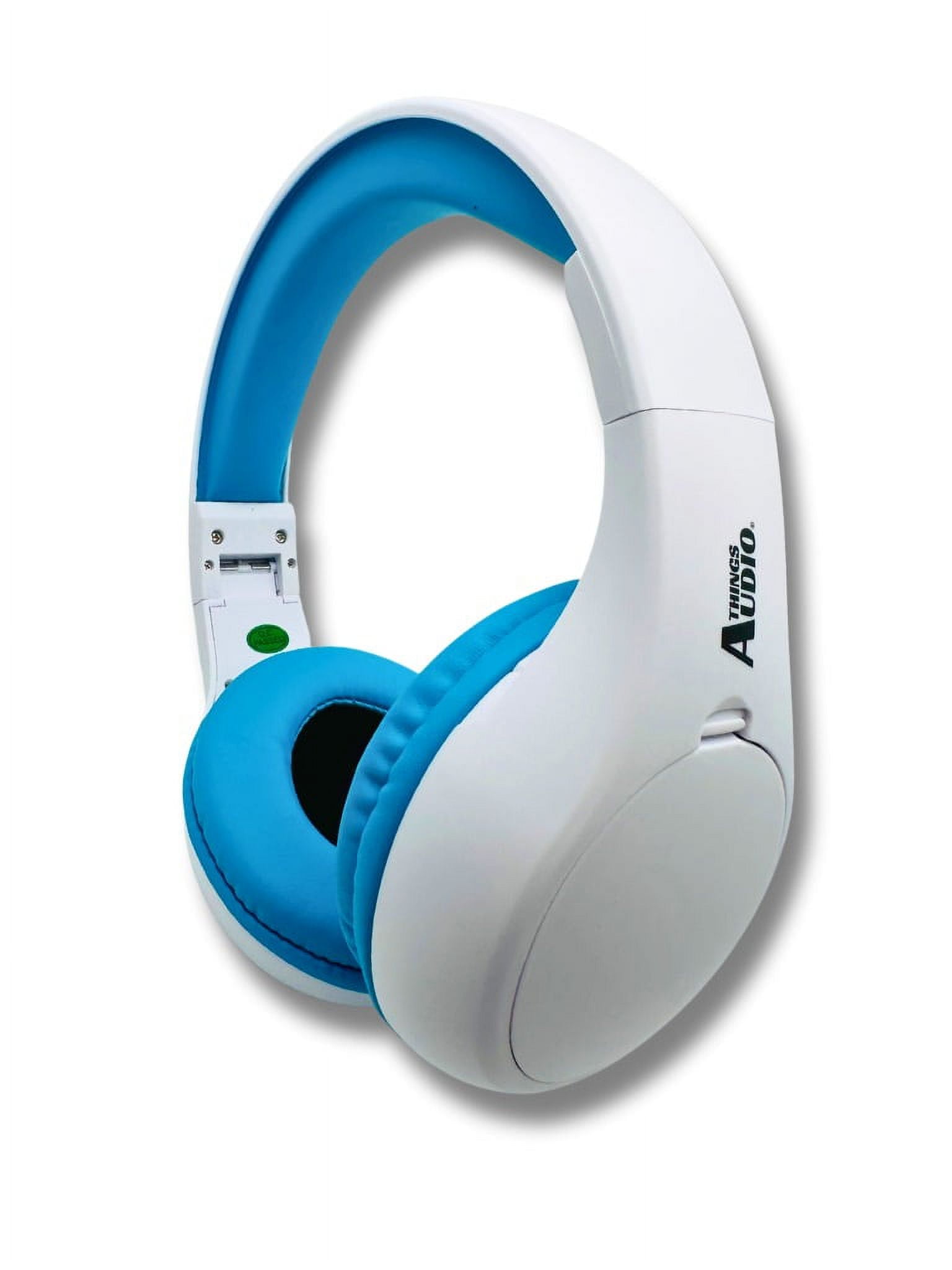 Things Audio Portable Personal FM Radio Headphones with Pull-Out Antenna, White and Blue