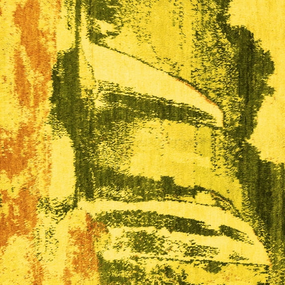 Ahgly Company Indoor Square Abstract Yellow Modern Area Rugs, 6' Square