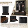 thumbnail image 3 of 55.9"W Farmhouse Hall Tree with Wood Grain Bench,Versatile Mudroom Bench with 2 Large Drawers,4 Open Storage Space and 6 Hanging Hooks,4-in-1 Rustic Coat Rack for Entryway Living Room,Black, 3 of 7