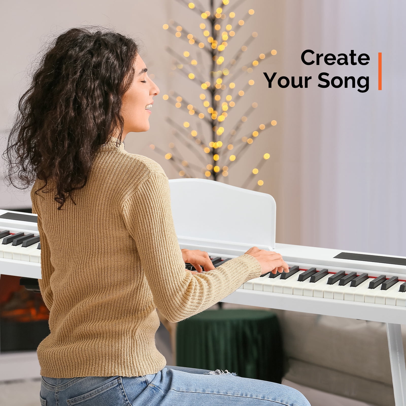 Ktaxon 88-Key Digital Piano, Semi-Weighted Keys Electric Piano with Pedal for Beginner