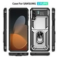 thumbnail image 2 of SaniMore Tri-layer Case for Samsung Galaxy Z Flip 4 6.7", 360° Rotating Holder/Kickstand Rugged PC Back + TPU Bumper Magnetic Car Mount Anti-fingerprint Anti-fall Heavy Duty Protective Case, Silver, 2 of 7