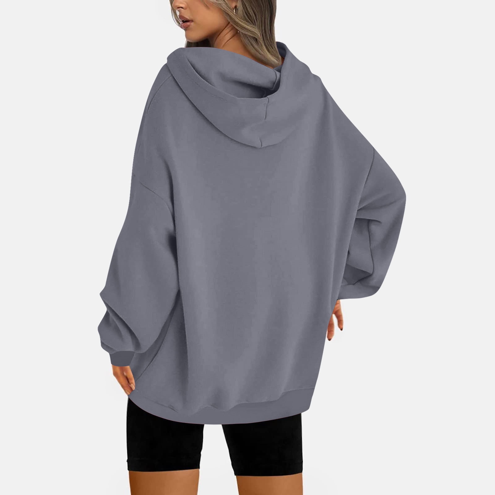 Plus Size Hoodies for Women with Front Pocket Pullover Fleece Lined Sweatshirts Ladies Casual Solid Loose Basic Comfort Hooded Tops XS-5X