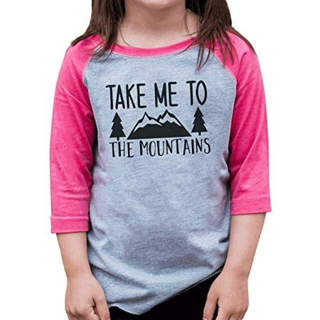 

7 ate 9 Apparel Girls Take Me to The Mountains Camping Hiking Pink Shirt