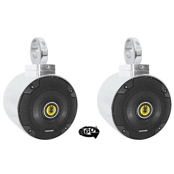 (2) kicker CSC54 5.25" 360° Degree Swivel Chrome Wakeboard Tower Speakers