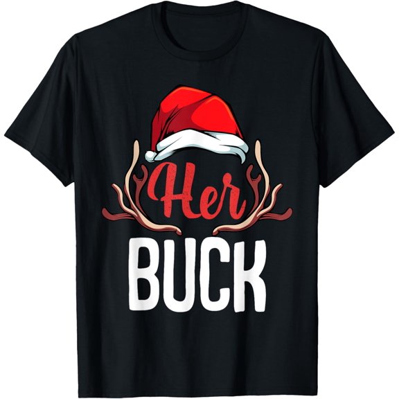 Her Buck His Doe Couples Matching Merry Christmas Funny T-Shirt
