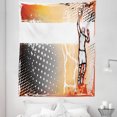thumbnail image 1 of Sports Tapestry, Basketball Player in the Middle of Game Dotted Background Doodle Style Art, Fabric Wall Hanging Decor for Bedroom Living Room Dorm, 5 Sizes, Orange Black, by Ambesonne, 1 of 1