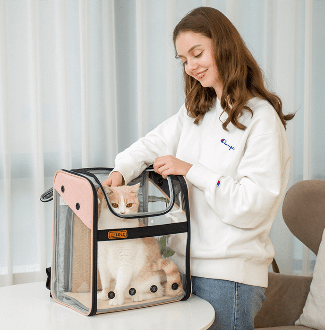 Pet Carrier Backpack for Dogs Cats Wide Use Breathable Round Hole High Quality Material for Shopping(Pink)