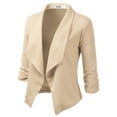 thumbnail image 4 of Doublju Women's Ruched 3/4 Sleeve Open Front Blazer Jacket with Plus Size, 4 of 4