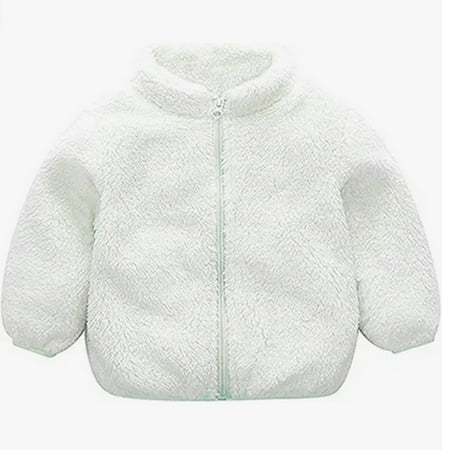 

GuliriFei Toddler Baby Boy Girl Winter Plush Coat Zipper Fleece Coat Solid Color Long Sleeve Plush Warm Jacket Outwear