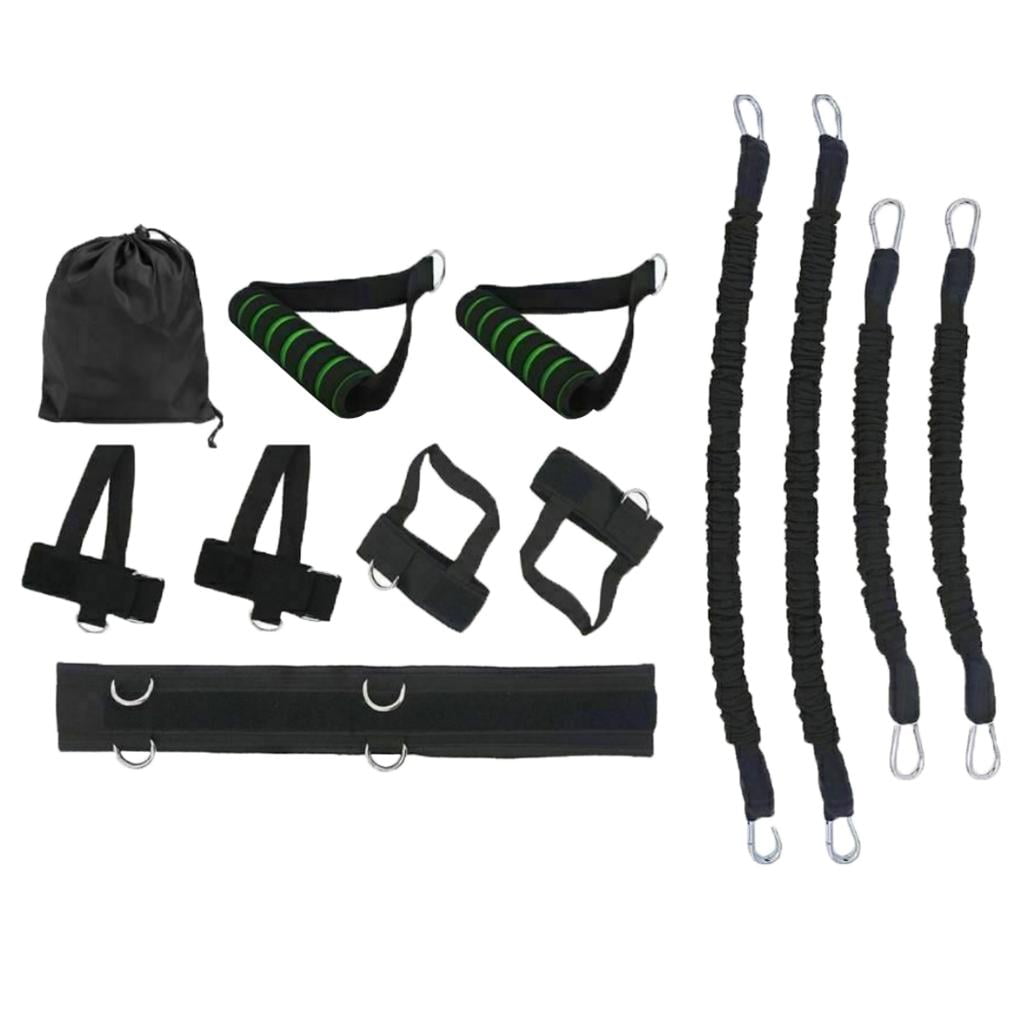 12PCS Resistance Bands Stretching Strap Set, 4 Resistance Bands, Adjustable Waist Belt, /Wrist , Door Anchor Handles with , Black, 30lbs