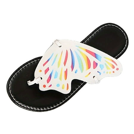 WNVMWI Sandals Women Water Shoes Beach Thong Sandals White Shoes Slippers Flip Flops Summer Casual Colourful Butterfly Soft Leather Beach Outer Wear Large Size Flat Sandal Slippers Espadrill Size 41