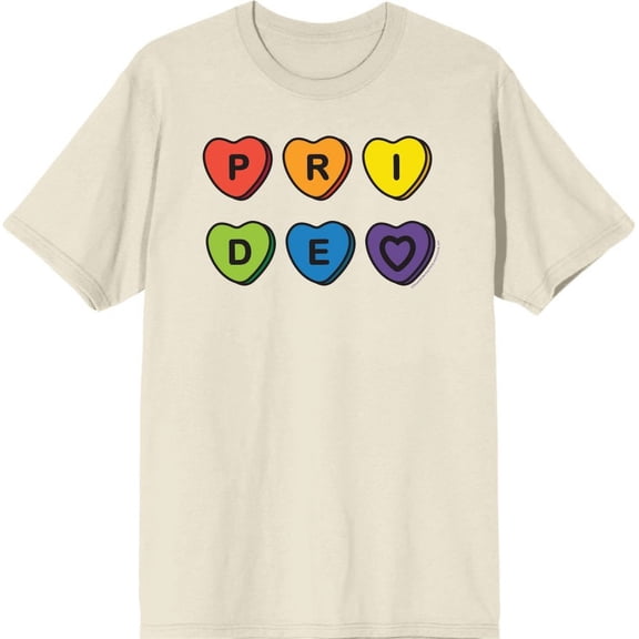 Pride Rainbow Hearts Men's Natural Crew Neck Short Sleeve Tee-XXL