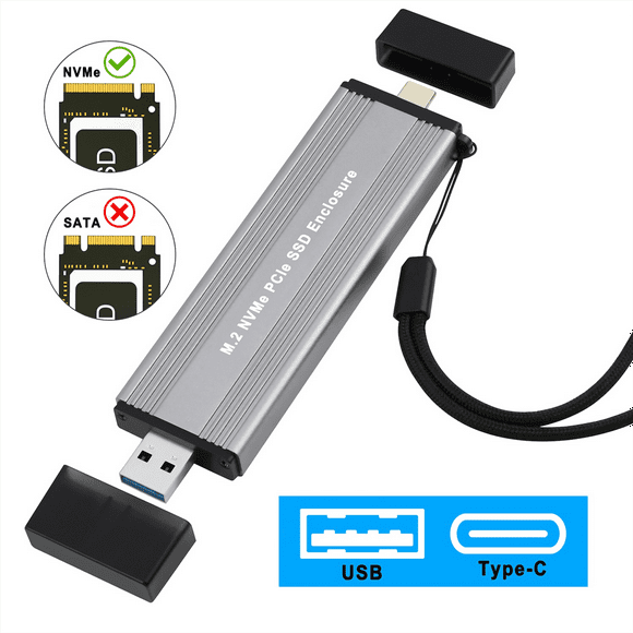 M.2 NVME PCIe SSD Enclosure Case with USB C 3.1 Gen 2 USB3.0 to M.2 M Key HDD Enclosure for 2230 2242 2260 2280