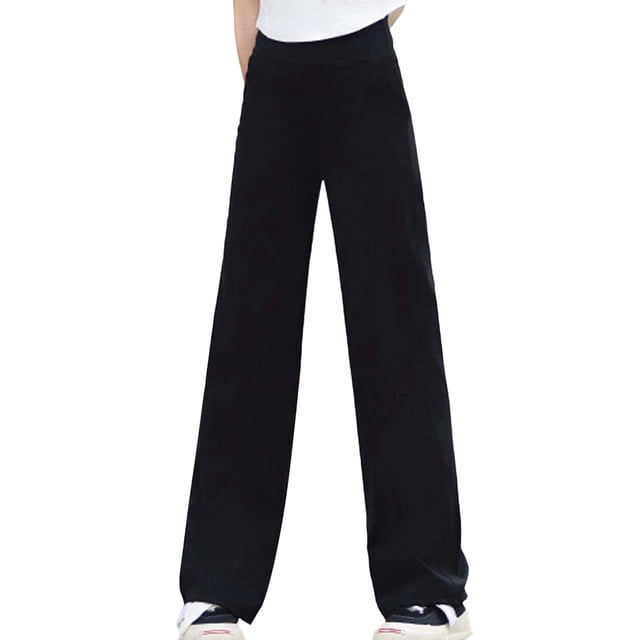 WILLBEST Pantalones de Yoga de Cintura Alta Y Pierna Ancha para Niñas con Bolsillos, Elásticos, Deportivos, Cómodos, Largos E Informales. 150