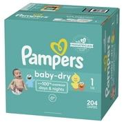 Pampers Baby-Dry Extra Protection Diapers, Size 1, 204 Ct