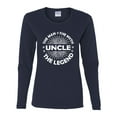 thumbnail image 2 of Wild Bobby, Uncle Man Myth Legend Funny Dad Uncle Papa Granpa Dad Gift, Father's Day, Women Graphic Long Sleeve Tee, Navy, Medium, 2 of 4