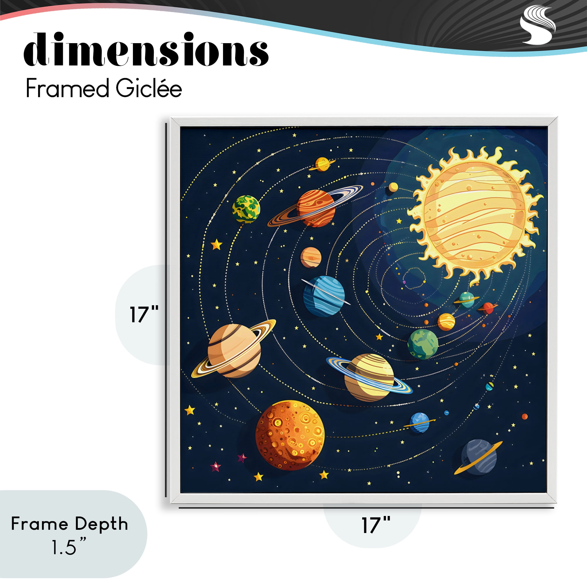 Stupell Industries Planets Around The Sun White Framed Giclee Art, design by Creative Studio