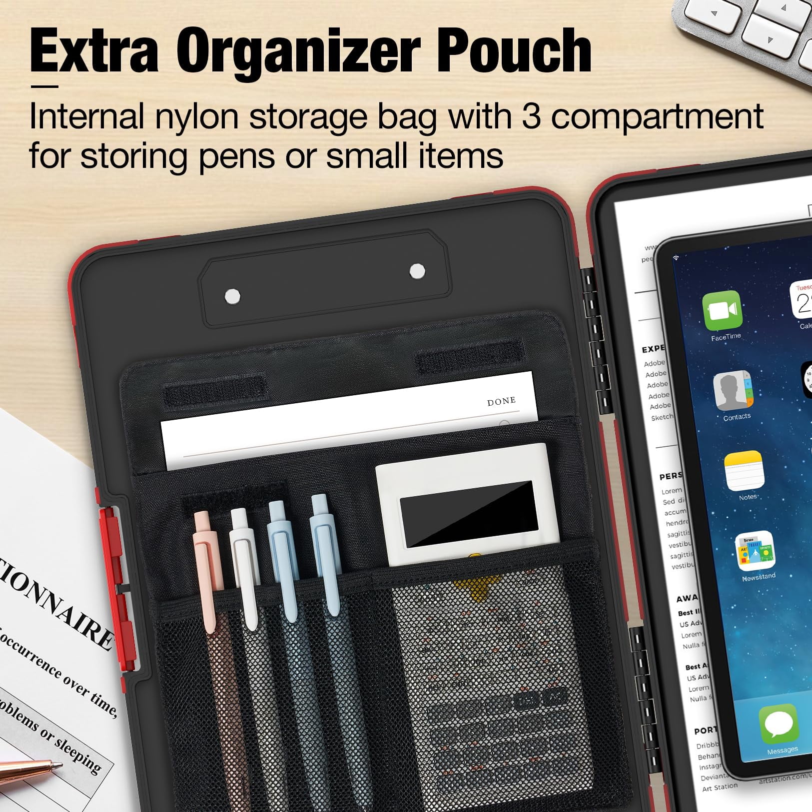 Toughest Clipboard With Storage  Internal Pen Pouch Included Letter/ A4 Size Shockproof Heavy Duty Plastic Clip Boards 8.5x11" High Capacity Clipboards Box Case For Contractor Trucker Driver